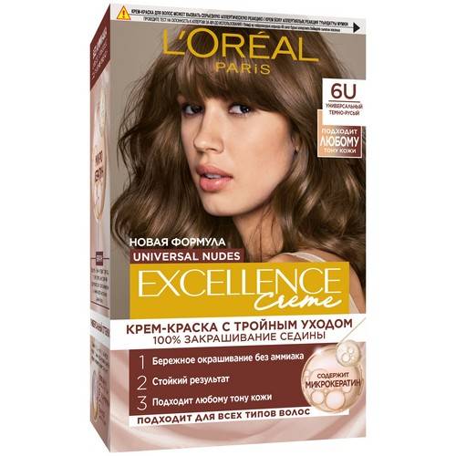 Крем-краска без аммиака L'OREAL Excellence Creme, тон 6U Темно-русый