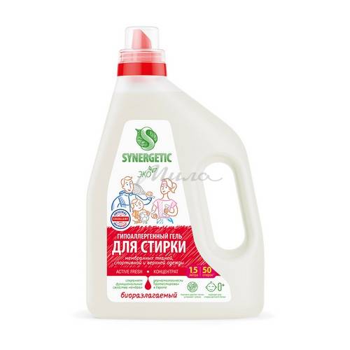 Гель для стирки SYNERGETIC Active Fresh биоразлагаемый концентрированный, 1.5 л