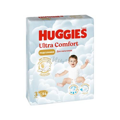Подгузники для детей HUGGIES Ultra Comfort Giga Boy 3 (5-9 кг), 94 шт