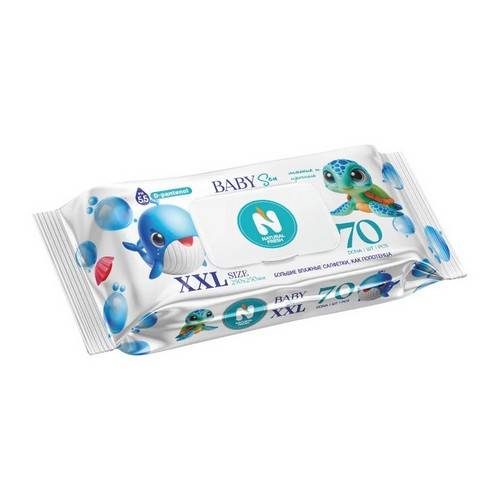 Cалфетки влажные детские NATURAL FRESH Baby Fish гигиенические XXL, 70 шт