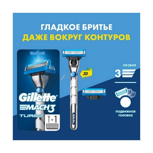 Бритва GILLETTE MACH3 Turbo со сменными кассетами #2