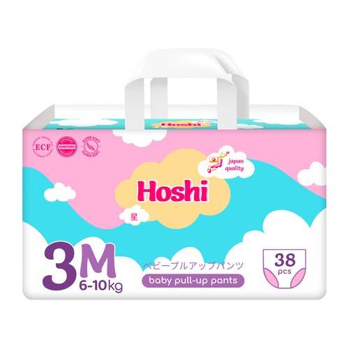 Подгузники-трусики детские HOSHI Baby Pull-Up, размер 3 Medium, 38 шт