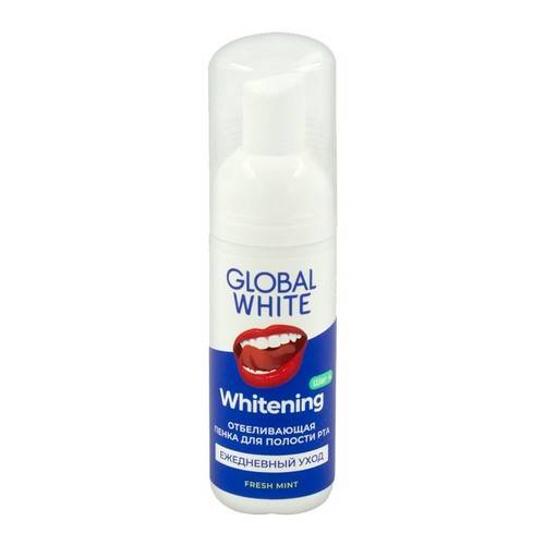 Пенка для полости рта GLOBAL WHITE Whitening Foam Oral Care отбеливающая, 50 мл