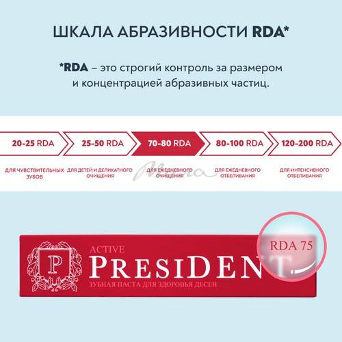 Паста зубная PRESIDENT Active 75 RDA, 75 г #7
