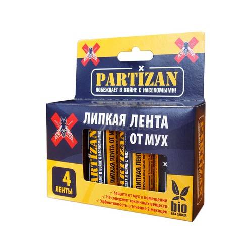 Липкая лента от мух PARTIZAN bio 4шт арт.030203