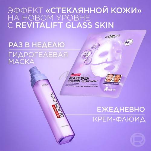 Маска для сияния кожи лица L'OREAL PARIS Revitalift Glass Skin Гидрогелевая #8