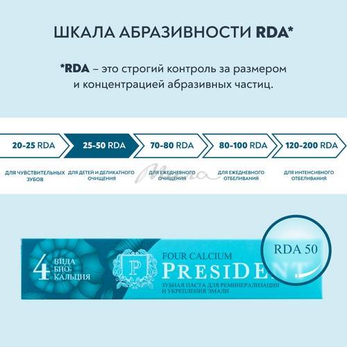 Паста зубная PRESIDENT Four Calcium 50 RDA, 75 г #7