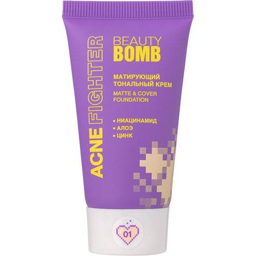 Крем тональный BEAUTY BOMB Acne Fighter Matte & Cover foundation, тон 01