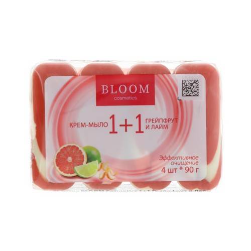 Крем-мыло BLOOM COSMETICS 1+1 Грейпфрут и Лайм, 4х90 г