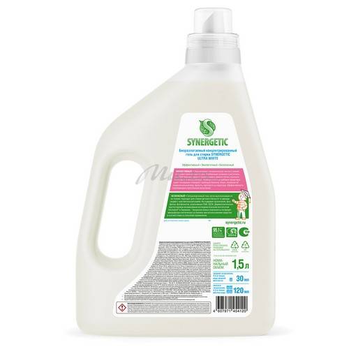 Гель для стирки SYNERGETIC Ultra White биоразлагаемый концентрированный, 1.5 л #2