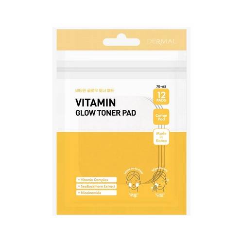 Пэды DERMAL Vitamin Glow Toner, 12 шт, 23 мл