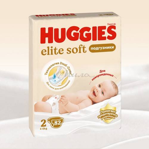 Подгузники детские HUGGIES Elite Soft (4-6 кг), 82 шт #15