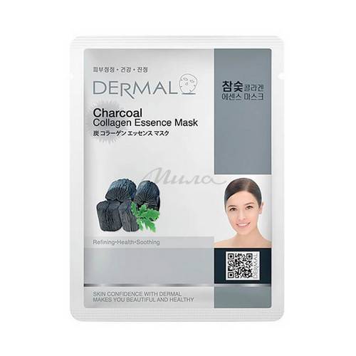 Маска тканевая для лица DERMAL с древесным углем и коллагеном, 23 г