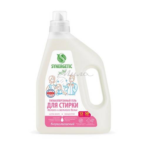 Гель для стирки SYNERGETIC Ultra White биоразлагаемый концентрированный, 1.5 л